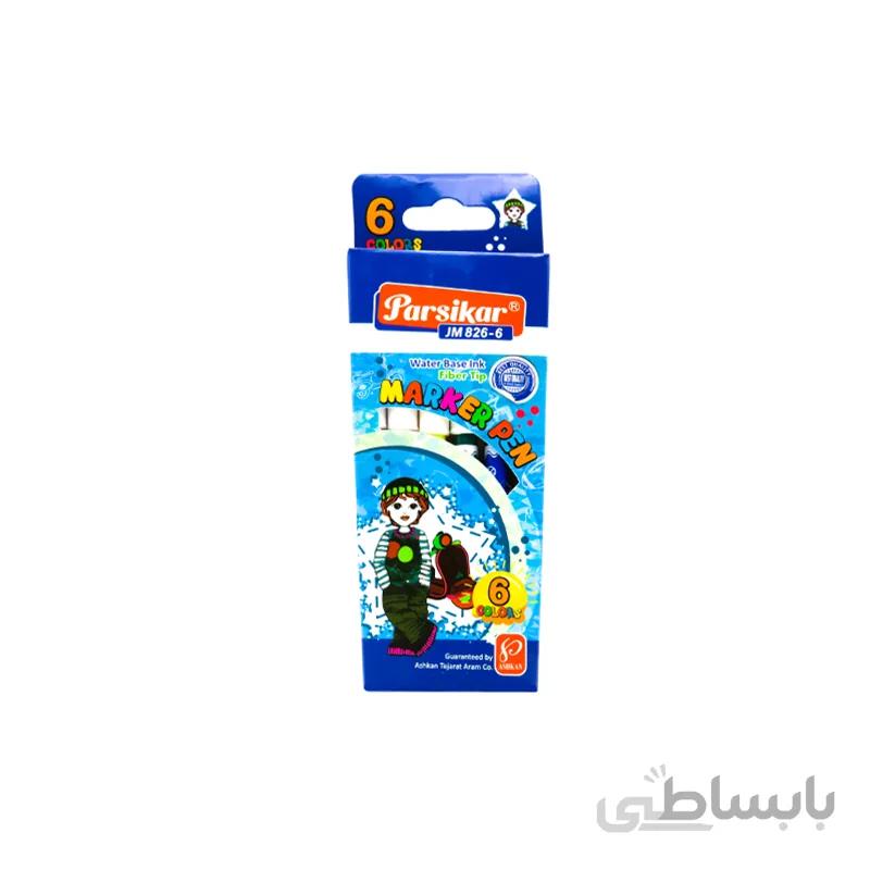 ماژیک 6 رنگ مقوایی پارسیکار مدل JM826A