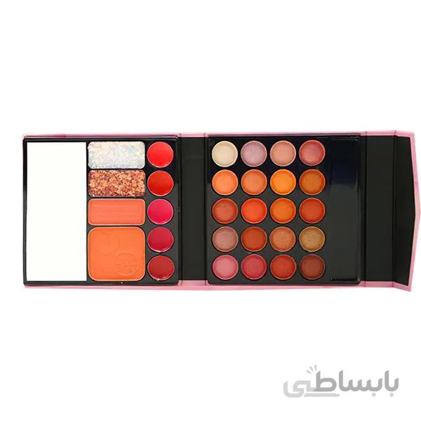 پالت کیفی چند کاره انی لیدی طرح هلو+پرتغال (Anylady Sweet Peach+Orange EyeShadow-Glitter Eyeshadow-Blusher-Lipstick cream)