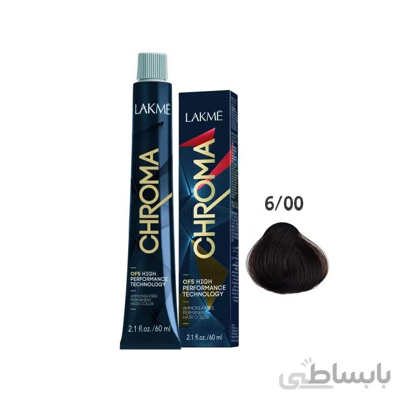 رنگ مو فاقد آمونیاک کروما لاکمه Lakme Chroma Ammonia Free Permanent Hair Color 4/00 60ml