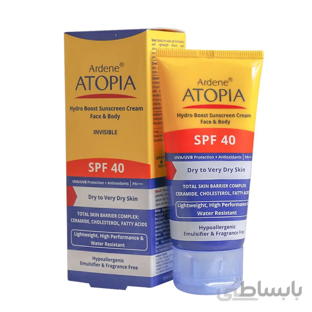 کرم ضد آفتاب بی رنگ رطوبت رسان SPF40 آردن اتوپیا Ardene Atopia