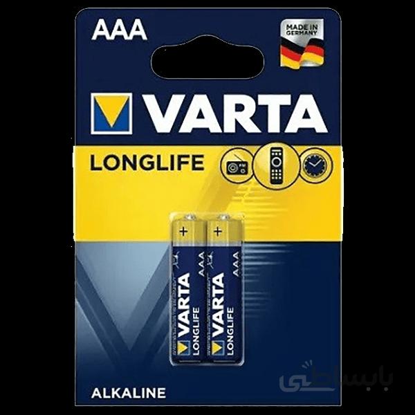 باتری نیم قلمی آلکالاین وارتا LONGLIFE AAA بسته 2 عددی