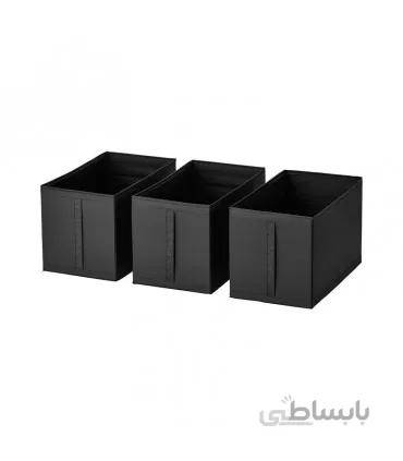 جعبه ذخیره سازی لباس ایکیا مدل SKUBB بسته سه تائی رنگ مشکی