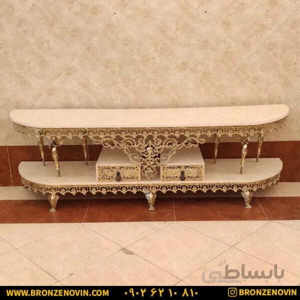 میز تلویزیون برنز طول ۱۸۰ تسمه گل نقلی