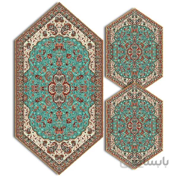 رومیزی مربع ترمه طرح سالار مشکی ابریشم کد 710 کد 410583