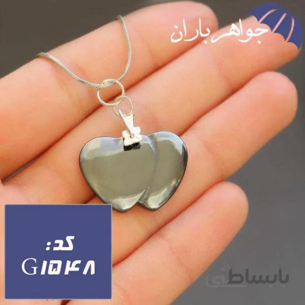 گردنبند حدید صینی مدل قلب ها با زنجیر کد G_1548