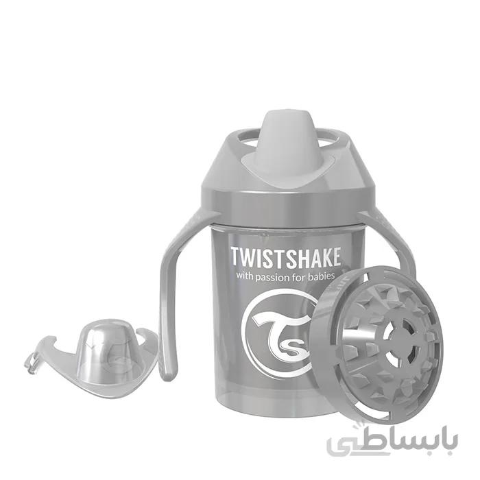 لیوان دسته دار 230 میل تویست شیک طوسی پاستل