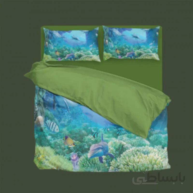 ست لحاف دونفره 6 تکه سه بعدی king size _ طرح under sea