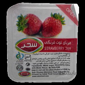 مربای تک نفره توت فرنگی سحر ۱۸ گرمی – باکس ۳۰۰ تایی
