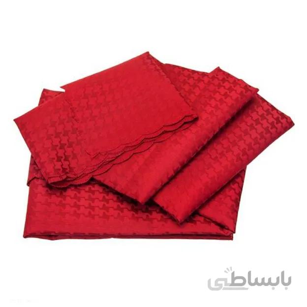 رومیزی ژاگارد 4 نفره گرد قطر 150 طرح کنزو زرشکی
