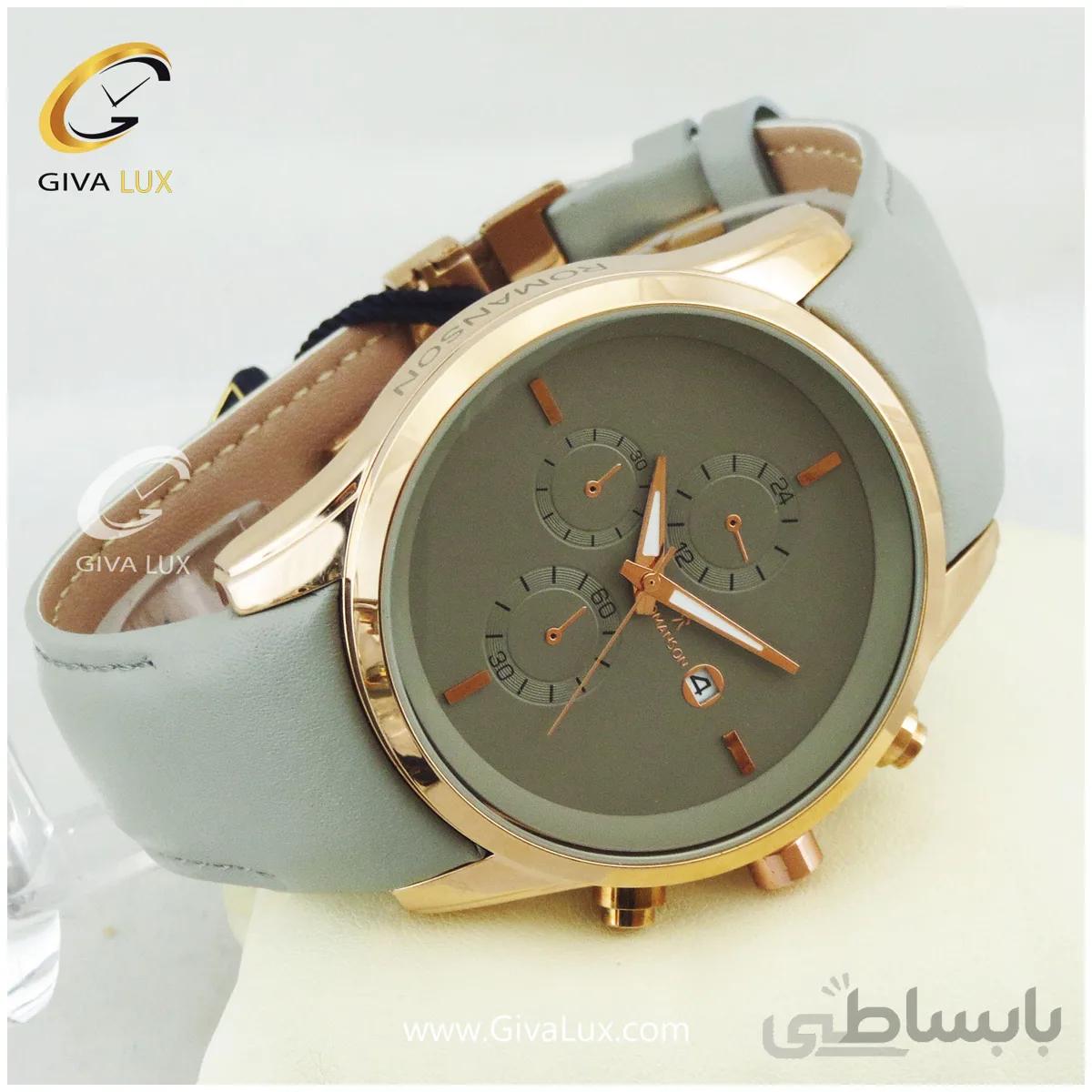 ساعت مچی مردانه طرح سه موتوره رومانسون بندچرمی طوسی