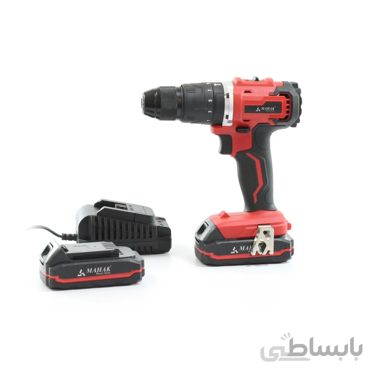 دریل پیچ گوشتی چکشی شارژی براش نس 20 ولت با باطری اضافه و کیف محک مدل BCD-20 KI KIT