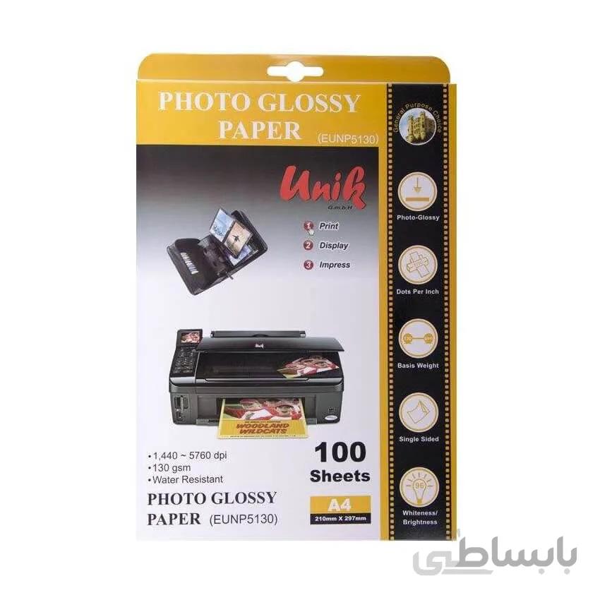 کاغذ فتو گلاسه براق 130 گرم RC یونیک سایز A4