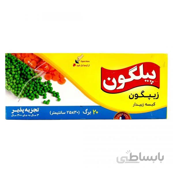 کیسه فریزر زیپدار بزرگ پیلگون (20 برگ)
