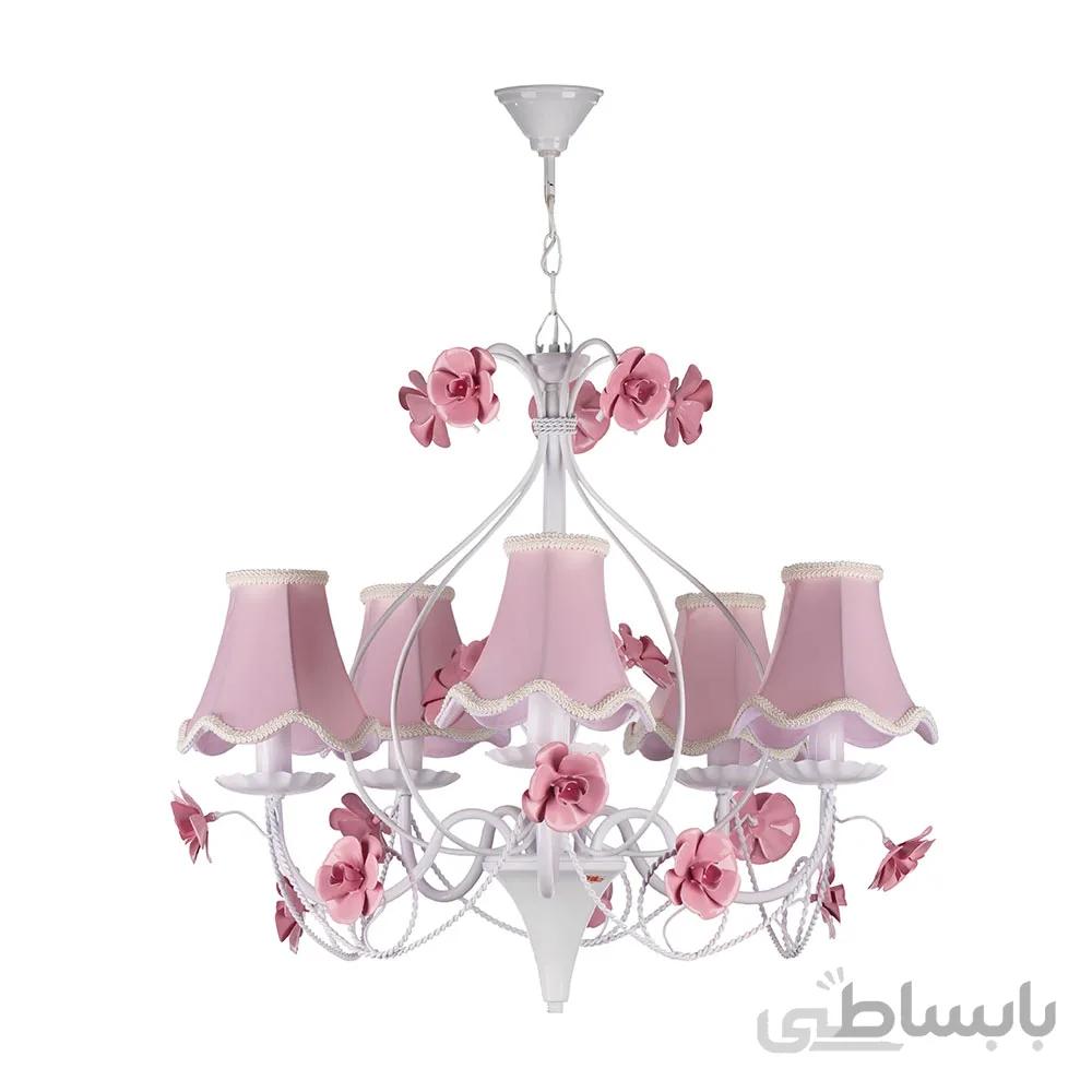 لوستر 5 شعله چشمه نور کد A2212/5-PK صورتی