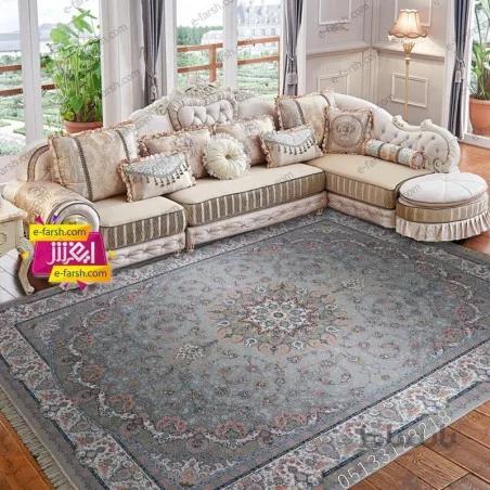فرش ماشینی مشهد طرح 802079 نقره ای