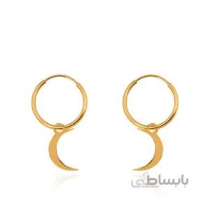 گوشواره حلقه ای طلا با آویز ماه کد LE647
