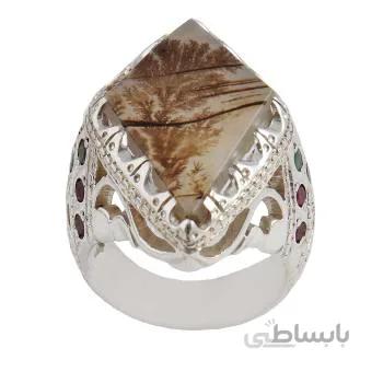 انگشتر نقره مردانه مدل عقیق شجر کد AM_1704