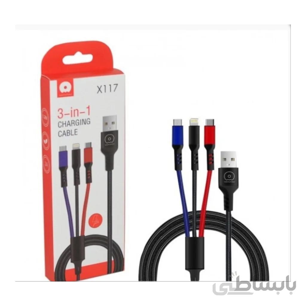 کابل 3 سر Type-C آیفون لایتنینگ و اندروید WUW مدل X117