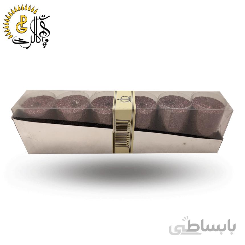 شمع استوانه اکلیلی زرشکی پک 6 عددی