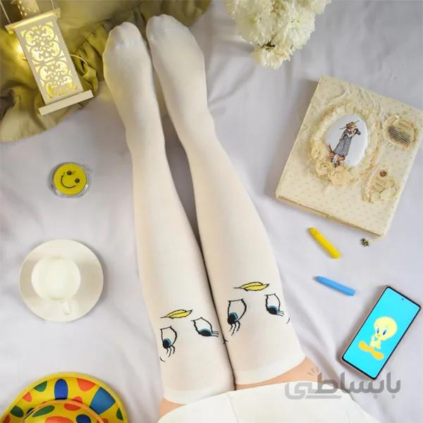 جوراب ساق بلند بالا زانو زنانه با طرح اردک کد PH619