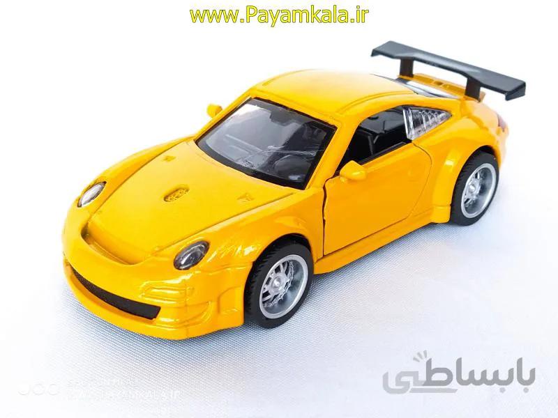 اسباب بازی فلزی عقب کش صدادار-چراغدار پورشه (XU LI) زرد