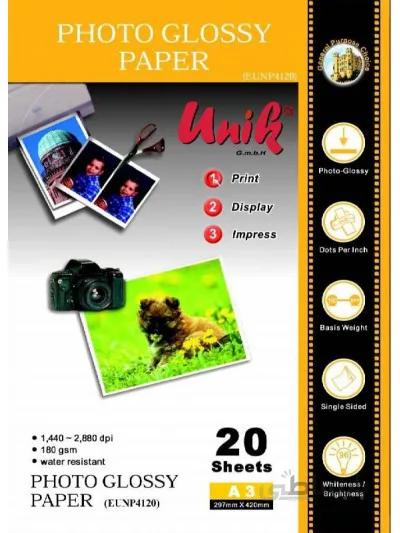 فتوگلاسه 180 گرم 100برگی A3 - Unik