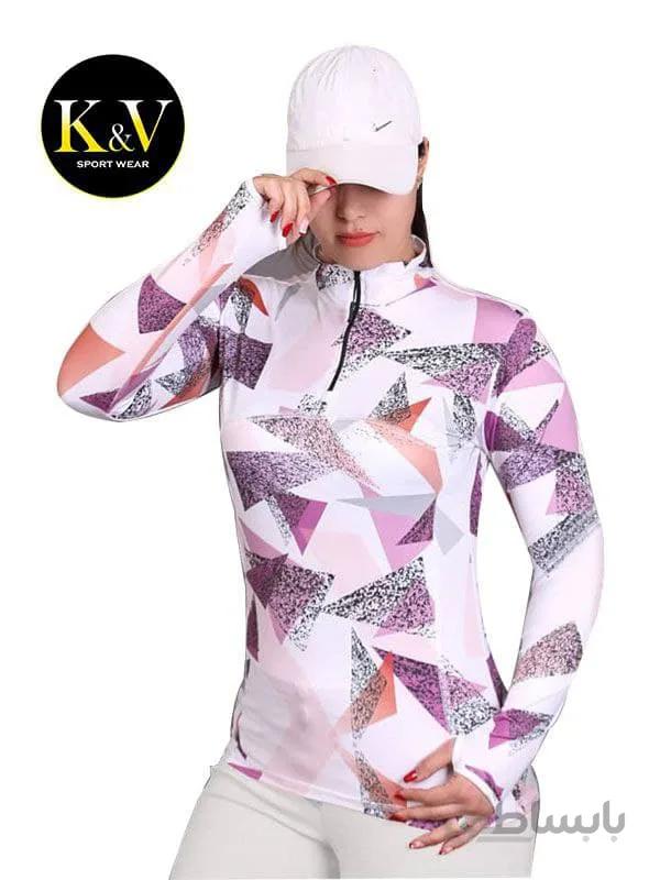 تیشرت نیم زیپ فینگردار ورزشی زنانه کد 01 ا Womens sports finger zipper T shirt code 01