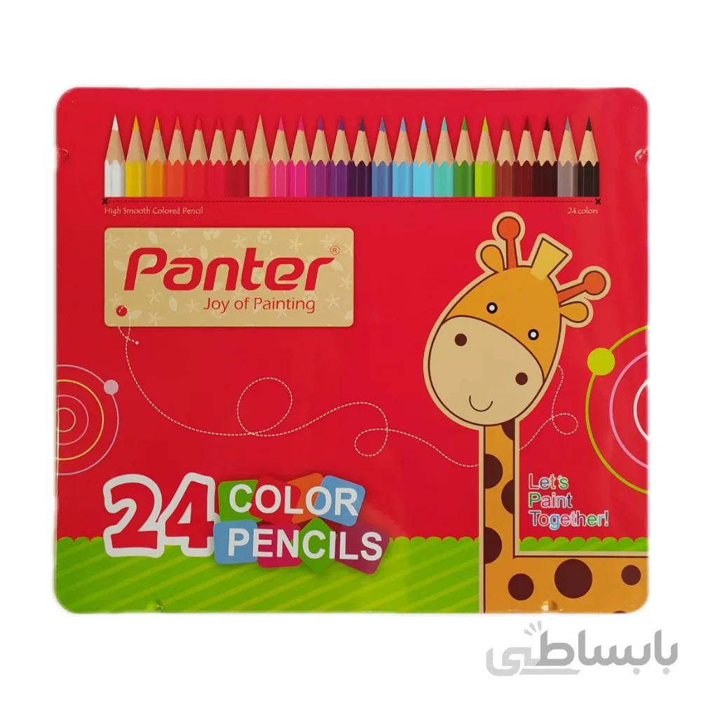 مداد رنگی پنتر 24 رنگ جعبه فلزی