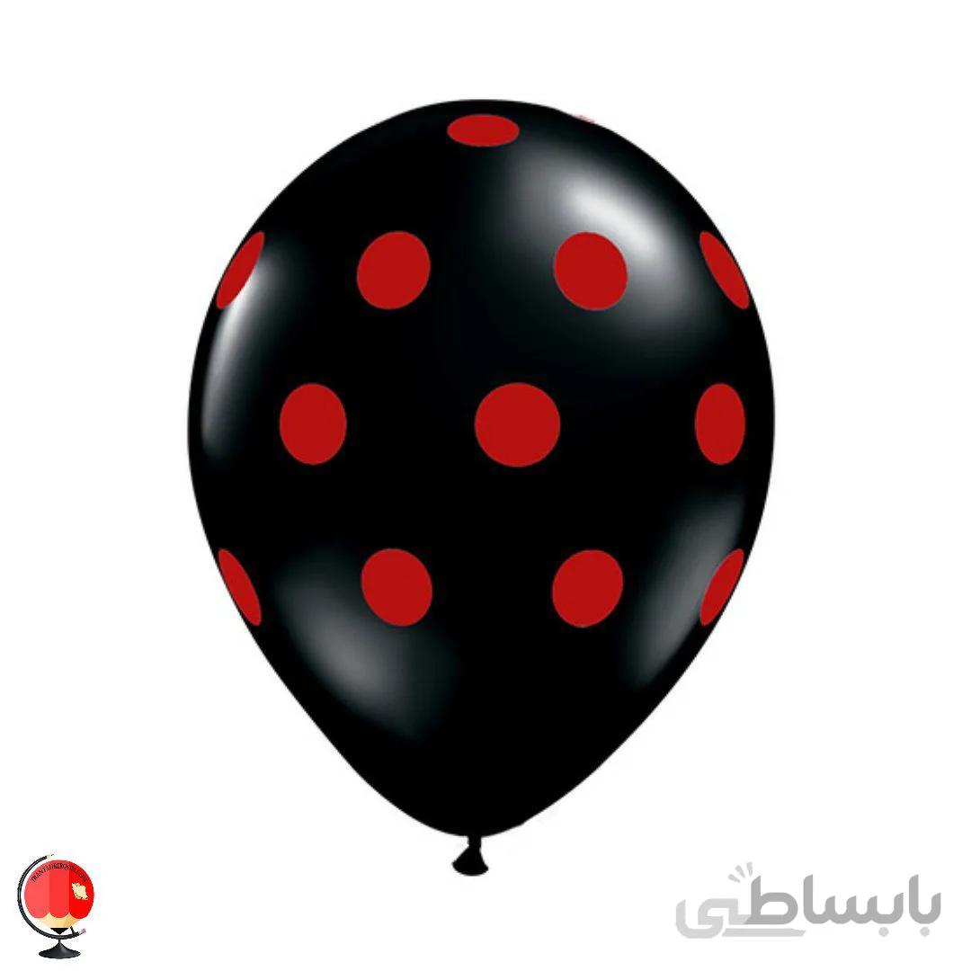 بادکنک مشکی خالدار قرمز سایز 12 اینچ