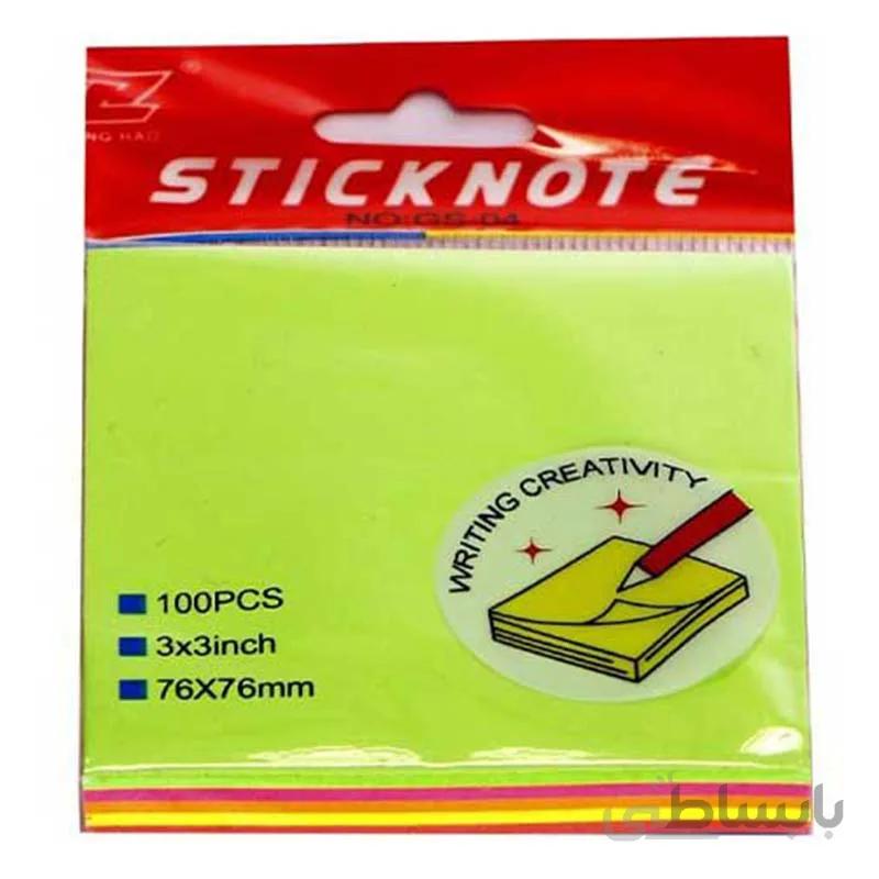 کاغذ یادداشت چسب دار رنگی 7.5 × 7.5 سانتی متر 100 برگی