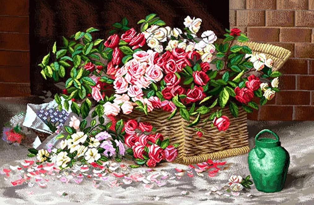 نخ و نقشه طرح گل و سبد کد 1733