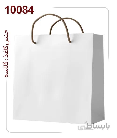 ساکدستی فانتزی تک رنگ سفید خام با کاغذ گلاسه کد10084