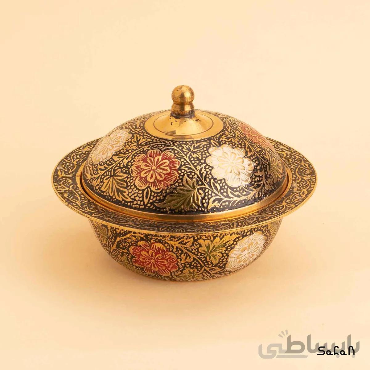 قندان برنجی میناکاری مدل شرمین سایز بزرگ