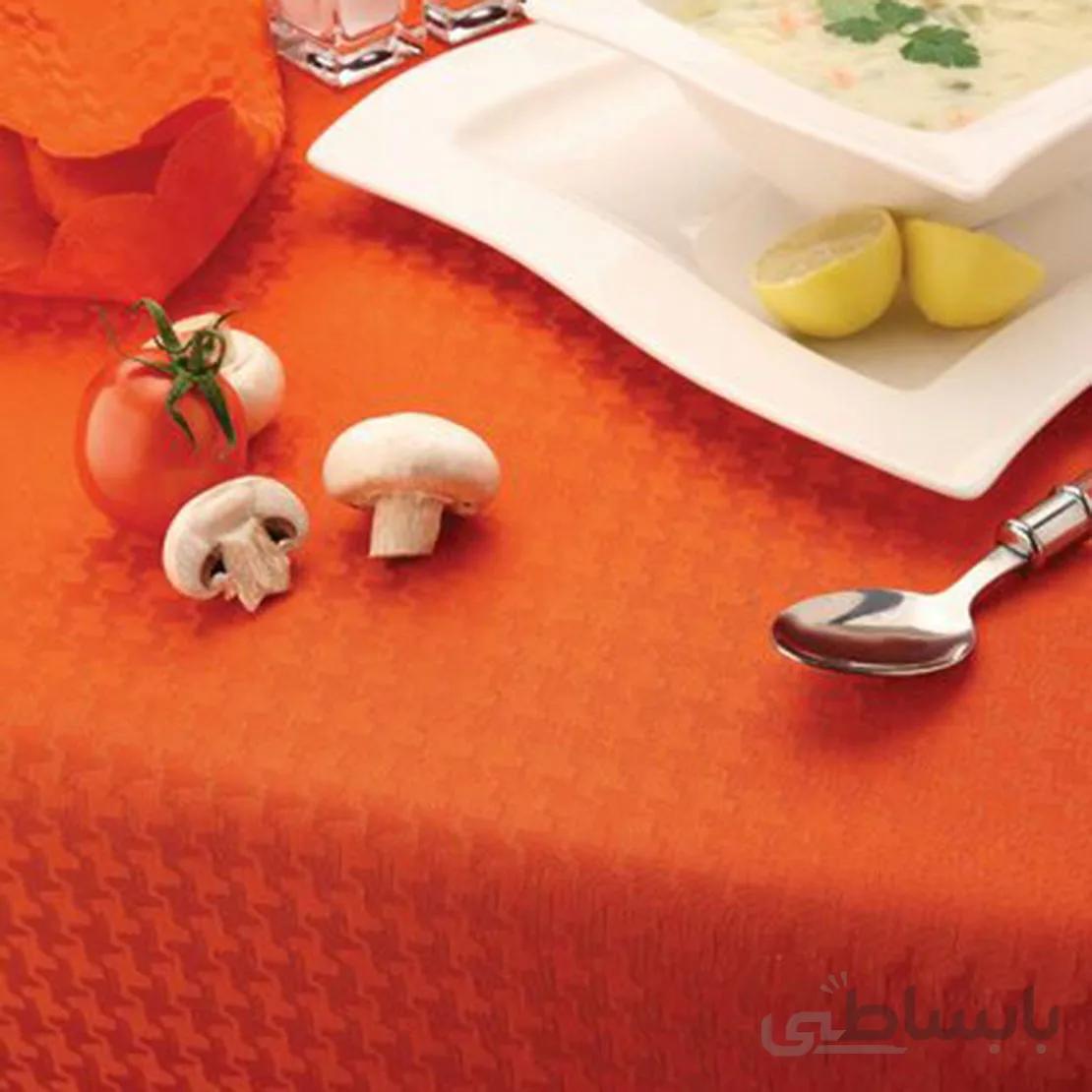 رومیزی ژاگارد رزین تاژ 12 نفره مستطیل 150*320 طرح کنزو نسکافه ای