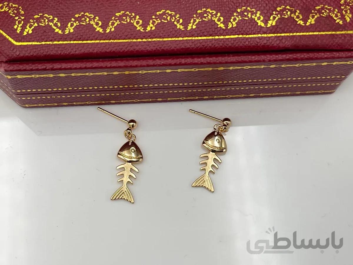 گوشواره ژوپینگ طرح اسکلت ماهی