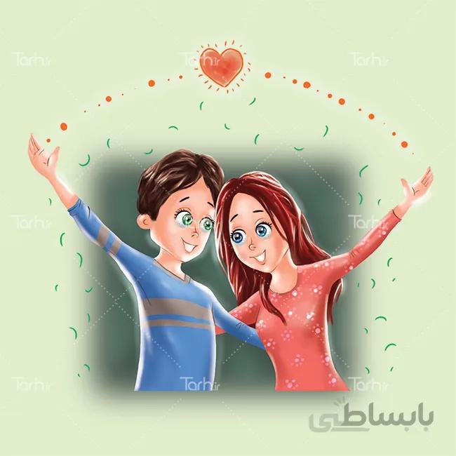 تصویرسازی زن و مرد عاشق