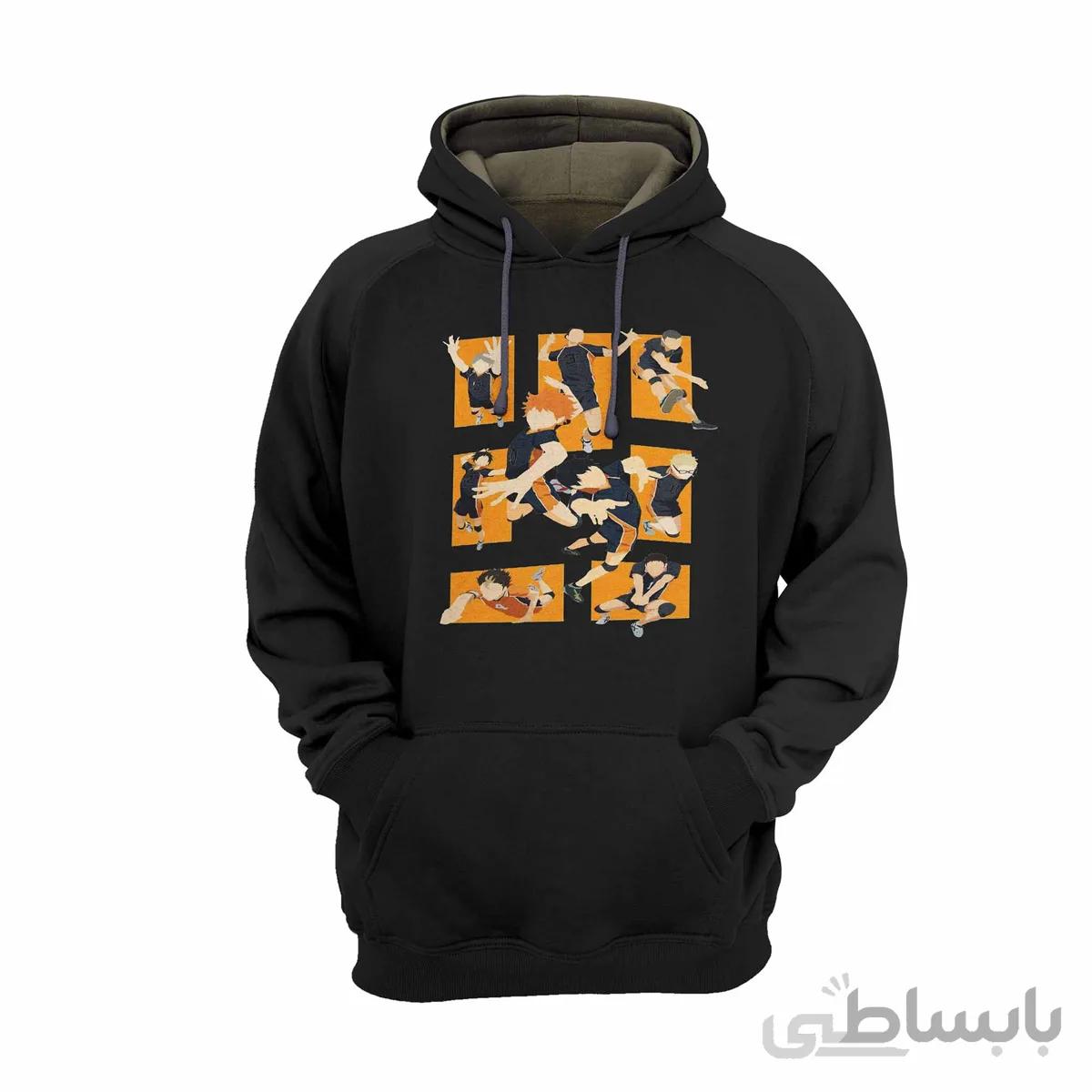 هودی مشکی طرح انیمه هایکو Haikyu