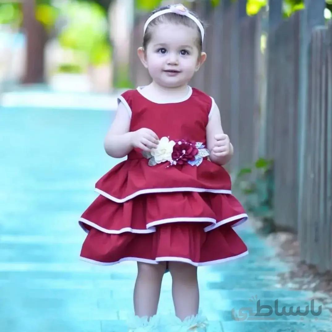 سارافن مجلسی بچه گانه دامن 3 طبقه صورتی / 35