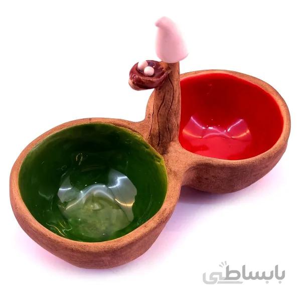 اردوخوری ۲ تایی سرامیکی دست ساز مدل پرنده
