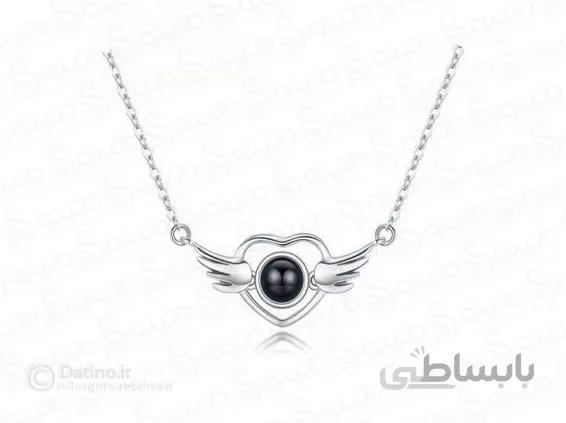 گردنبند زنانه قلب بالدار دوستت دارم به صد زبان دنیا 13839