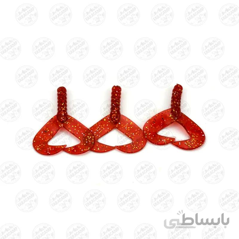 طعمه مصنوعی ماهیگیری دم فرفری قرمز 3 گرم 6 سانتی متر بسته 3 عددی