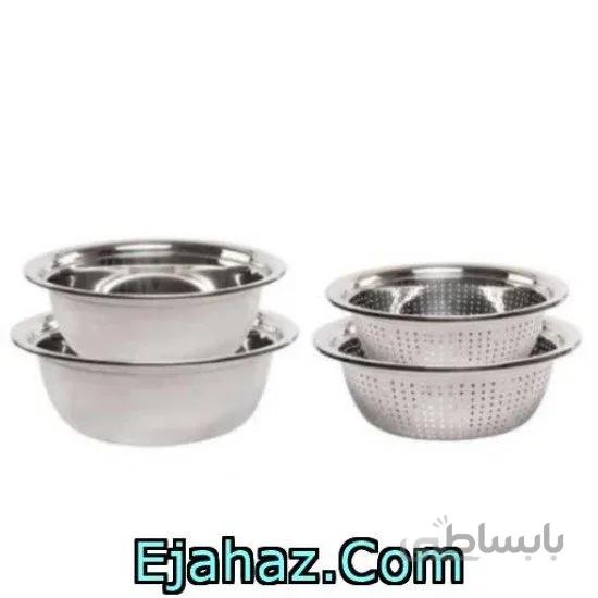 لگن و آبکش استیل یونیک 4 تایی سایز 22،26