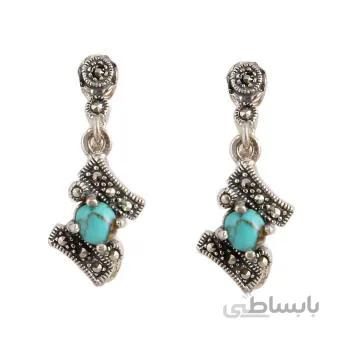 گوشواره نقره زنانه مدل فیروزه نیشابور کد gzn_230