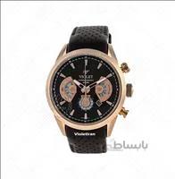 ساعت مچی ویولت، کرنوگراف مردانه، گرد چرمی، رزگلد قهوهای صفحه قهوهای مدل 0279/2G