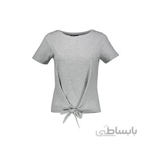 تی شرت یقه گرد زنانه – آبجکت – طوسی روشن