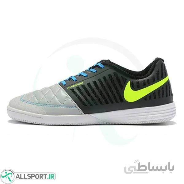 کفش فوتسال نایک لونار گتو طرح اصلی مشکی Nike Lunar Gato II IC Black Volt Wolf Grey Current Blue
