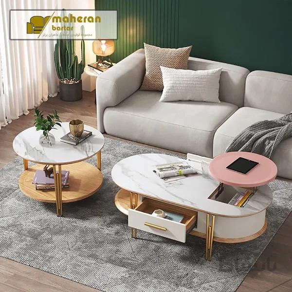 میز جلو مبلی استیل دو تکه مدل آنوش ANUSH