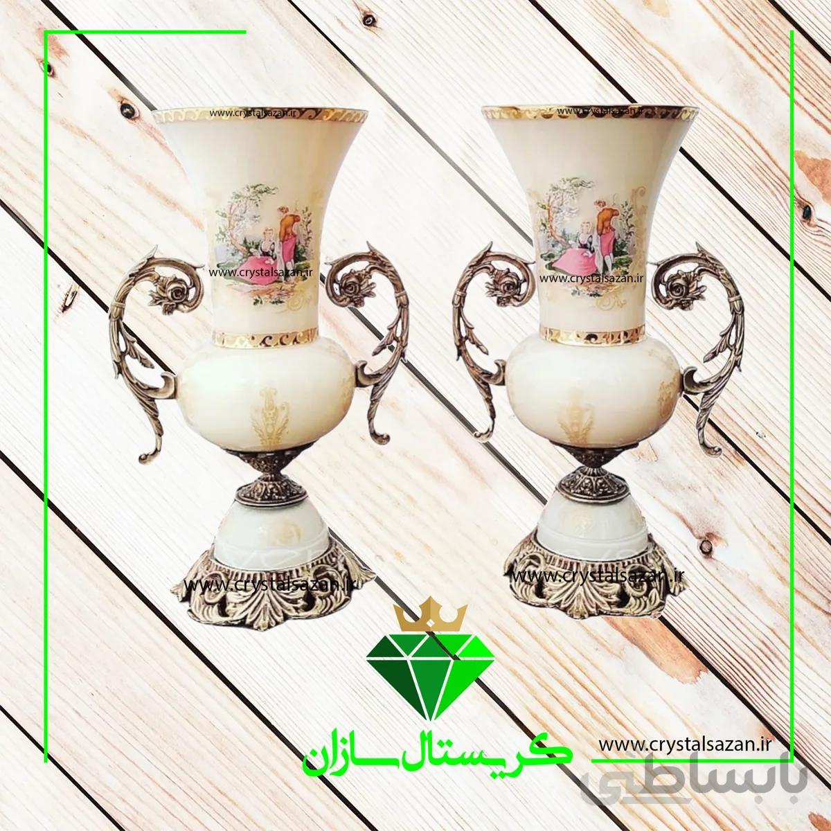 گلدان کریستال جفتی کد 1-G1308 کریستال سازان