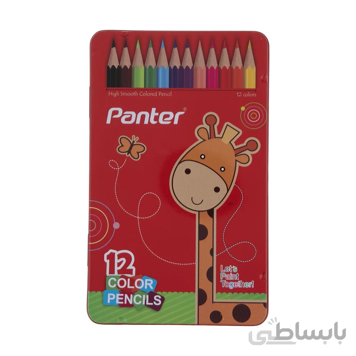 مداد رنگی 12 رنگ پنتر مدل جعبه فلزی