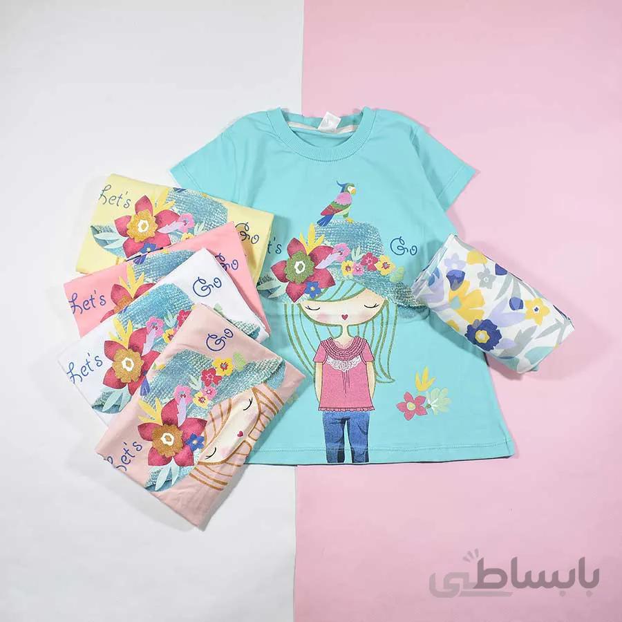 تیشرت شلوارک دخترانه بچه گانه دختر کلاهدار کد 2223